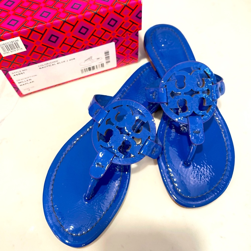 🌊☀️🌈Tory Burch Milker Sandals in Blue size 7🌊☀️🏖️